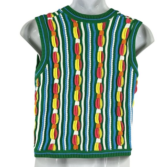 3D Colorful Rainbow Knit Vest Sweater Clothes S/M Tank Top VTG USA Artsy Retro - Picture 3 of 13
